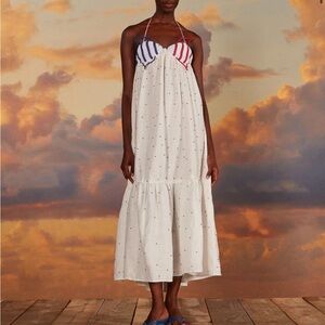 Farm Rio- White Beaded Fishes Sleeveless Maxi Dress M